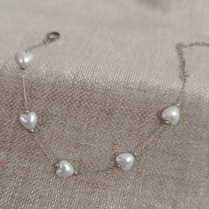 Pulsera Corazones Perla
