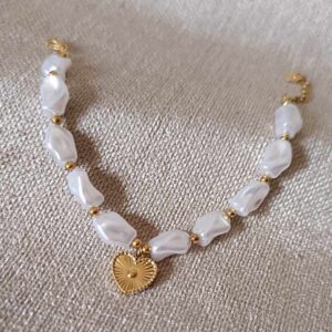Pulsera Corazón Piedras nácar